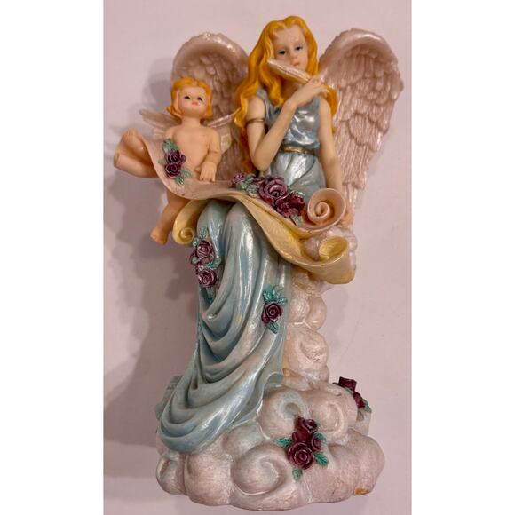 Vintage Musical Angel Child Resin Figurine 9" Hark The Herald Angels Sing Works - Picture 1 of 9